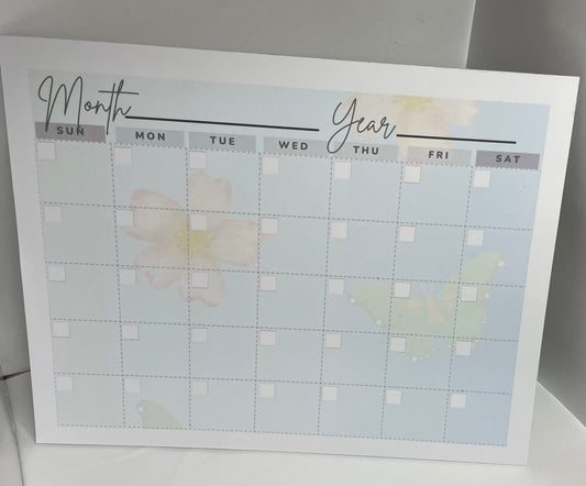 Flowers and Butterflies Desk Pad Calendar - Medium