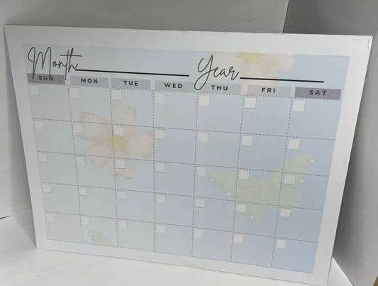 Flowers and Butterflies Desk Pad Calendar - Medium